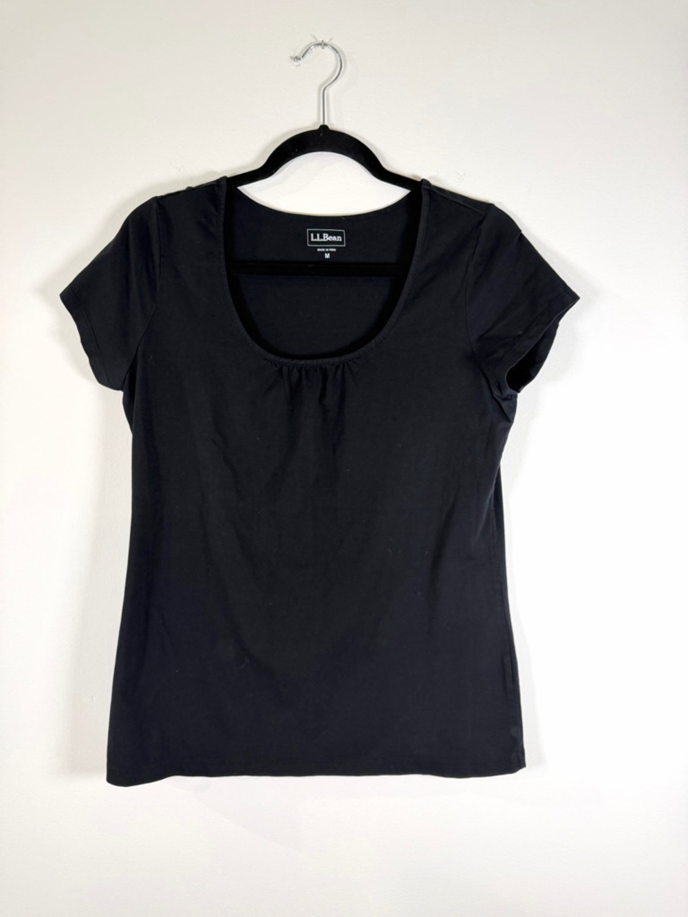 L.L. Bean Black Scoop-Neck Short Sleeve Tee